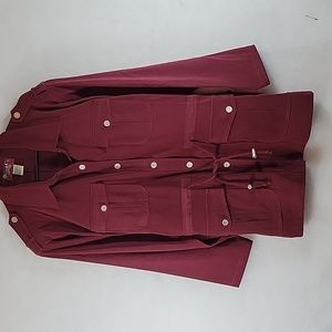 NWOT DENIM&CO. Classic Maroon Faux Sued Utility Jacket Size 1X